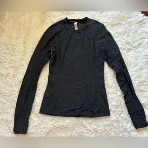 Lululemon It's Rulu Run Long Sleeve Shirt, Heathered Graphite Grey/Black, 4